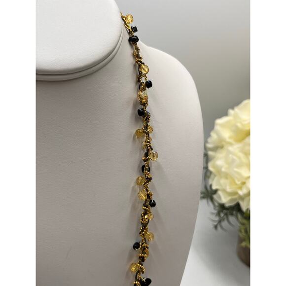 Ronit Nafshi Artisan Handmade Necklace Brown Yellow Dark Blue Iridescent Stones - Picture 7 of 11